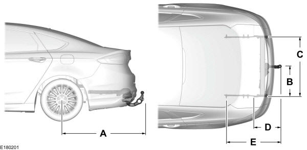 Dimensões da barra de reboque 