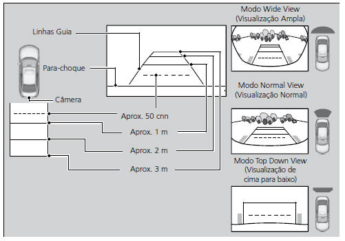 Área de Exibição da Câmera Traseira Multivisão
