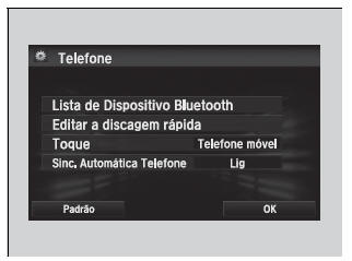 Tela de configurações do telefone