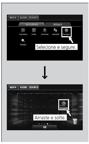 Para adicionar aplicativos ou widgets na tela HOME