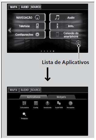 Para usar aplicativos ou widgets