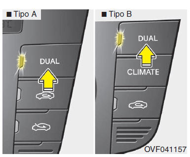 Ajuste individual da temperatura para o condutor e para o passageiro